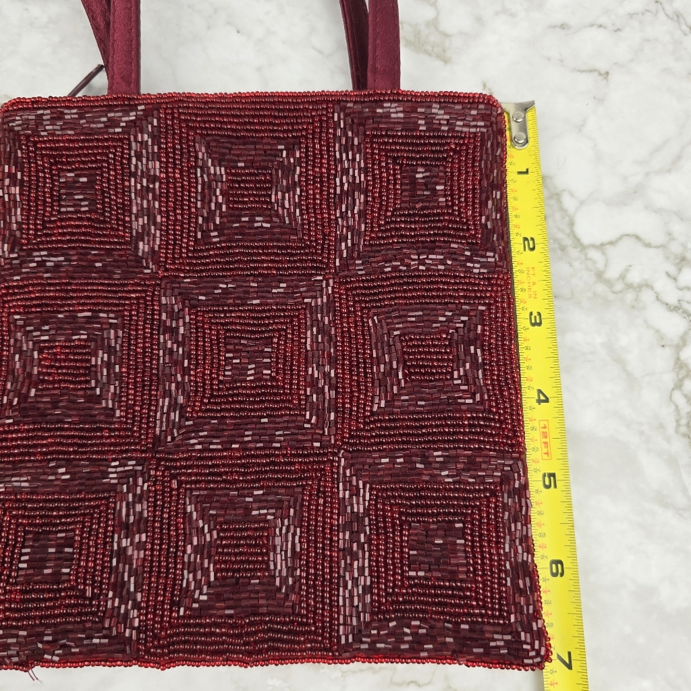 Elegant Red Beaded Women's Bag - Picture 9 of 9